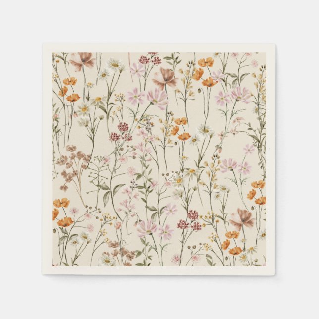 Terracotta Wildblume Boho Kinderdusche im Blut Serviette (Vorderseite)