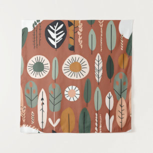 Terracotta Wildblume Boho Rustikale Ekleca Wandteppich