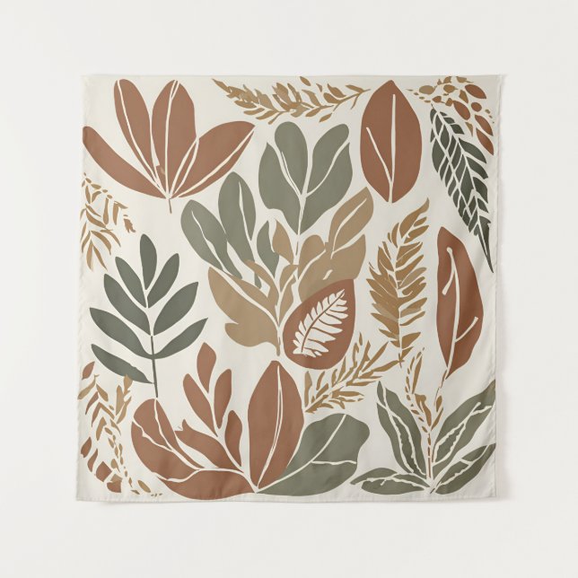 Terracotta Wildblume Boho Rustikale Ekleca Wandteppich (Vorderseite)