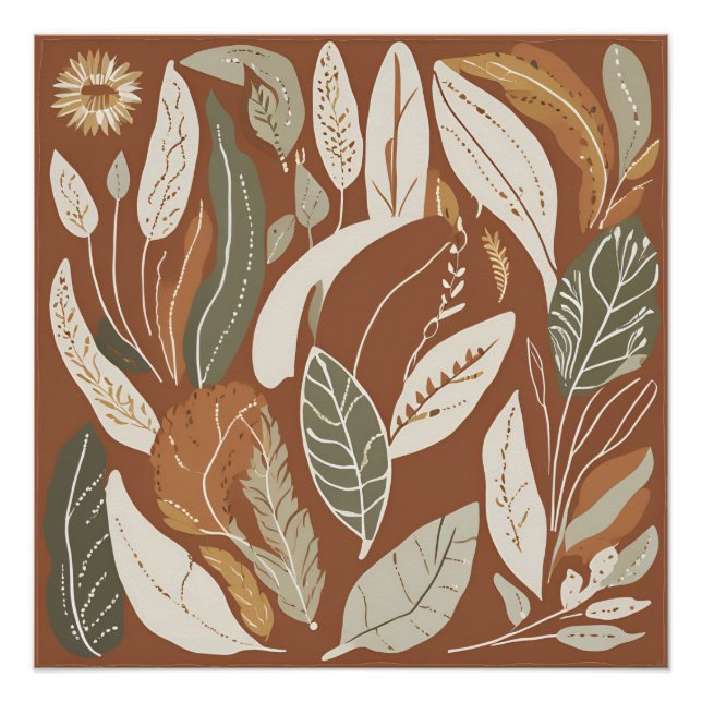 Terracotta Wildblume Boho Rustikale Frische Pasta  Poster (Vorderseite)