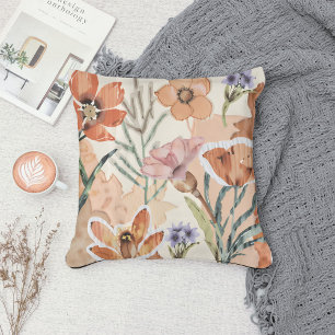 Terracotta Wildblume Boho Rustikale Frühlingsakzen Kissen