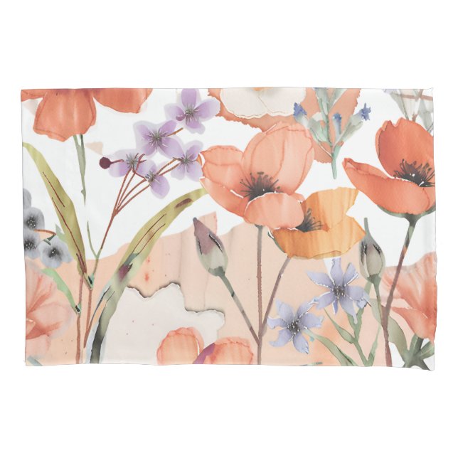 Terracotta-Wildblume Boho Rustikales Schlafzimmerd Kissenbezug (Vorderseite)