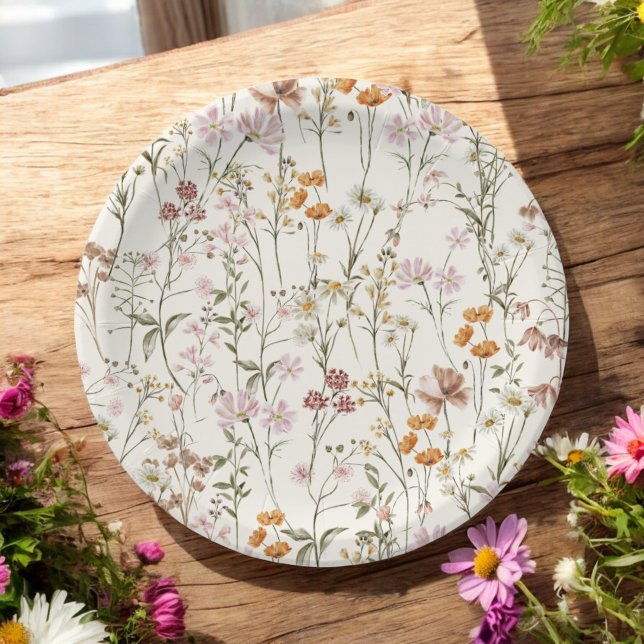 Terracotta Wildblume Boho Wedding im Blumengarten Pappteller (Von Creator hochgeladen)