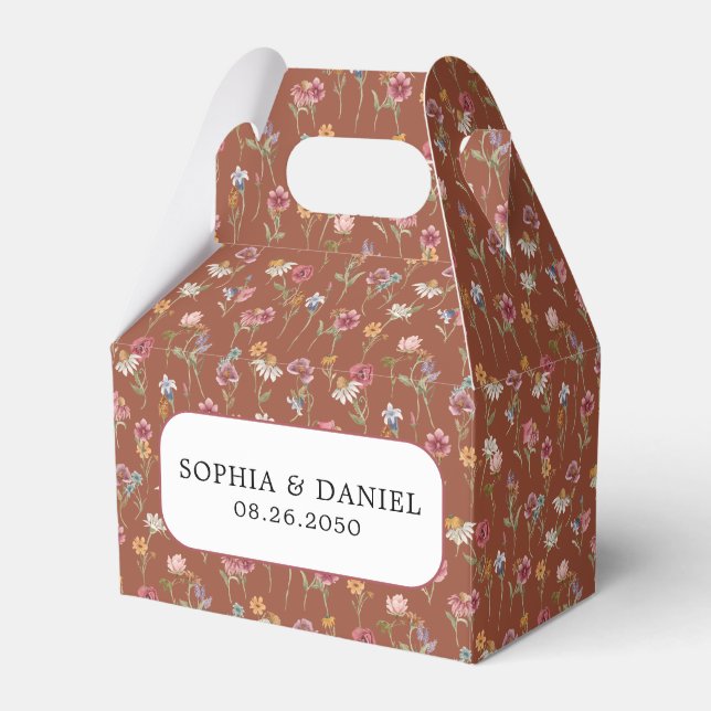 Terracotta Wildblume Gastgeschenk Hochzeit Geschenkschachtel (Vorderseite)