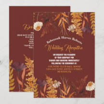 Terracotta Wildblume Herbsthochzeit Empfang