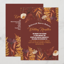 Terracotta Wildblume Herbsthochzeit Empfang Einladung