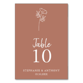 Terracotta-Wildblume Hochzeit Tischnummer