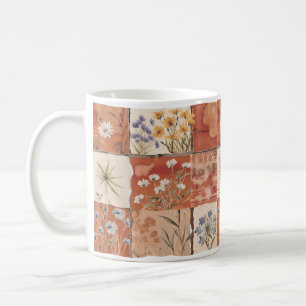 Terracotta Wildblume Patchwork Rustic Boho Spring Kaffeetasse