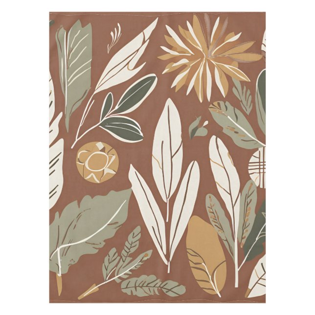 Terracotta Wildblume Rustic Boho Frühlingsdekor Tischdecke (Vorderseite)