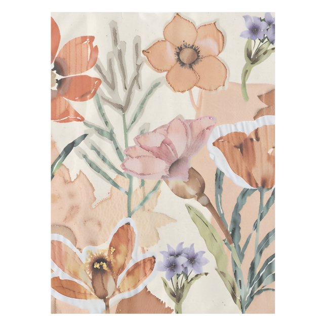 Terracotta Wildblume Rustic Boho Tischdekor Tischdecke (Vorderseite)