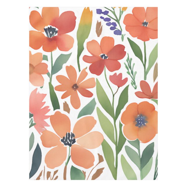 Terracotta Wildblume Rustic Boho Tischdekor Tischdecke (Vorderseite)