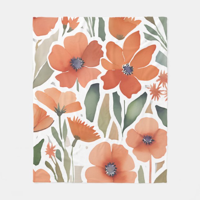 Terracotta-Wildblume Rustic Boho Wire for Spring Fleecedecke (Vorderseite)