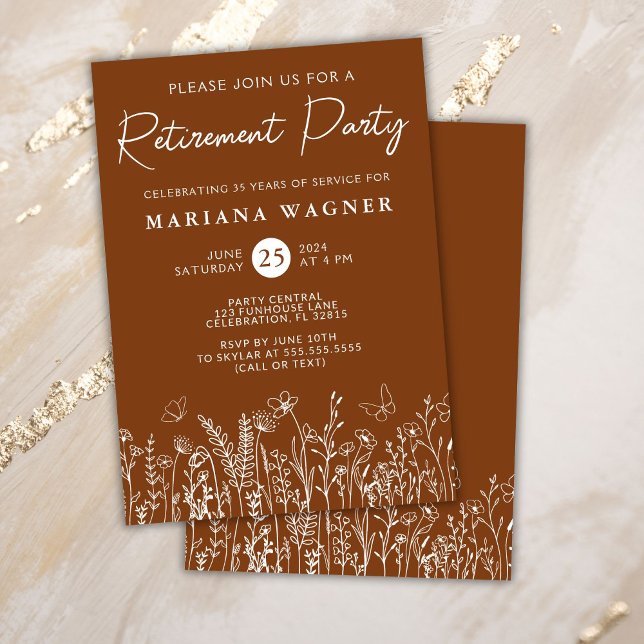 Terracotta-Wildblumen Party Einladung der Altersve (Von Creator hochgeladen)