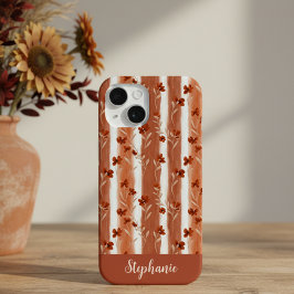 Terracotta Wildflower Monogram Boho Case-Mate iPhone Hülle