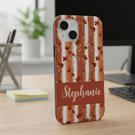Terracotta Wildflower Monogram Name Boho Case-Mate iPhone Hülle