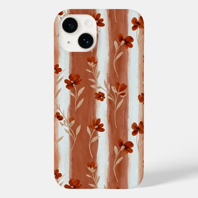 Terracotta Wildflower Stripe Case-Mate iPhone 14 Hülle (Rückseite)
