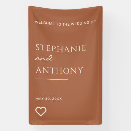 Terracotta with Heart Modern Wedding Banner