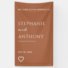 Terracotta with Heart Modern Wedding Banner