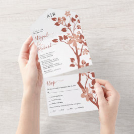 Terracotta Zweig mit Blume Hochzeit All In One Einladung
