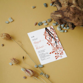 Terracotta Zweig mit Blume Initialen Hochzeit Einladung