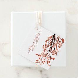 Terracotta Zweig mit dunkelpfirsichfarbenen Blume  Geschenkanhänger