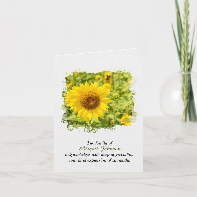 Terrain de tournesol pour la Carte de remerciement (Devant)