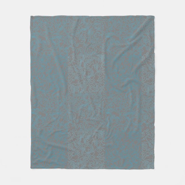 Terrain Pattern Blue 01bx4 Gray BG Fleecedecke (Vorderseite)