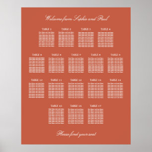Terrakotta 17 Tisch Hochzeit Sitzordnung Poster