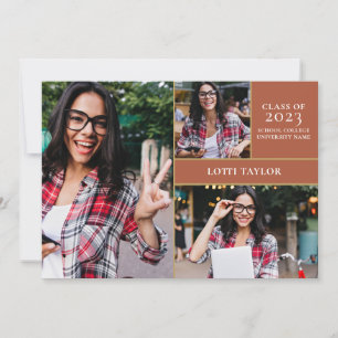 Terrakotta-Abschluss 3 Foto Gold-Abschlussfeier Einladung