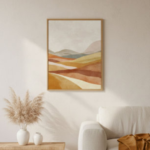 Terrakotta-Abstraktes Landschaftswandkunst  Poster