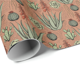 Terrakotta-Aloe-Vera-Sukkulenten-Kaktus Geschenkpapier