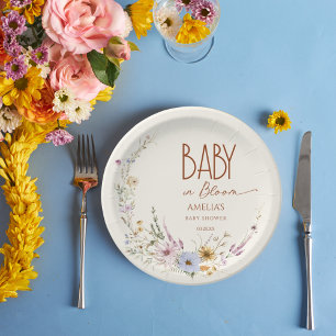 Terrakotta-Baby-Blüten-Wildblumen-Papierteller Pappteller