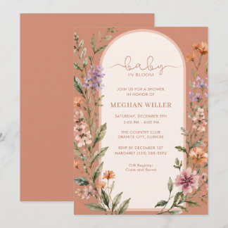 Terrakotta-Baby-in-Bloom-Wildflower-Baby-Shower-Ei Einladung