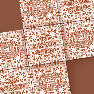 Terrakotta Beige Nahtloses Muster Prägedruck Quadratische Visitenkarte