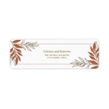 Terrakotta-Blatt Hochzeit Rücksende-Adresse-Etiket