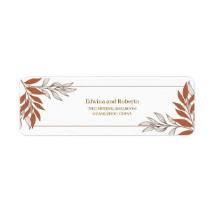 Terrakotta-Blatt Hochzeit Rücksende-Adresse-Etiket