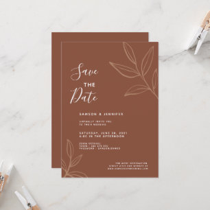 Terrakotta-Blätter Save-the-Date Virtuelle Hochzei Einladung
