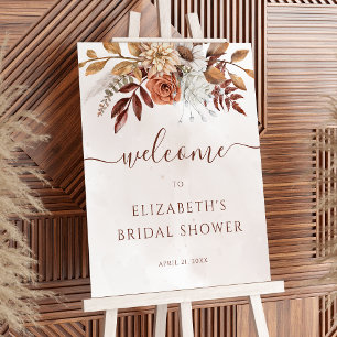 Terrakotta-Blumen-Boho-Herbst-Brautabschiedswelcom Poster