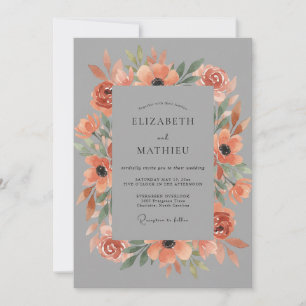 Terrakotta-Blumen-Bürstenstrich-Hochzeit Einladung