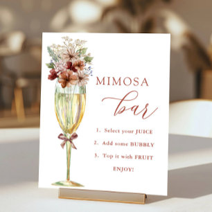Terrakotta-Blumen & Champagner Mimosa-Bar-Dusche Poster