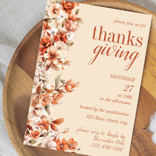 Terrakotta-Blumen-Einladung zum Thanksgiving-Dinne Einladung