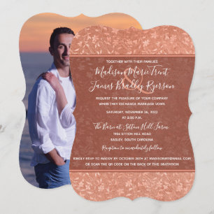 Terrakotta Blumen, Herzen Ranken Hochzeitseinladun Einladung