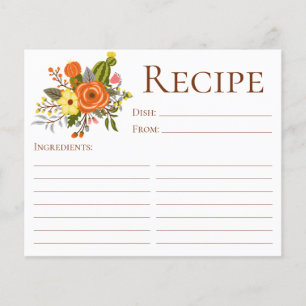Terrakotta-Blumen-Hochzeitsdusche-Rezeptkarte