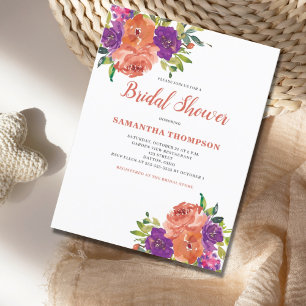 Terrakotta-Blumen-Hochzeitsduscheinladung  Postkarte