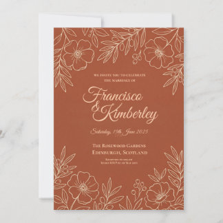Terrakotta-Blumen-Hochzeitseinladung Einladung