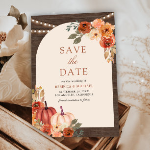 Terrakotta Blumen-Kürbis Scheunen-Holz Hochzeit Save The Date