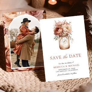 Terrakotta Blumen Mason Glas Foto Hochzeit Save The Date