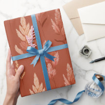 Terrakotta Blumen Pampasgras Muster