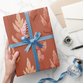Terrakotta Blumen Pampasgras Muster Geschenkpapier