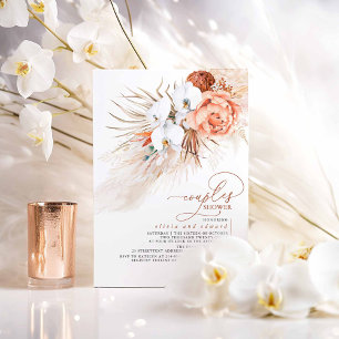 Terrakotta-Blumen-Pampasgras-Paar-Shower Einladung